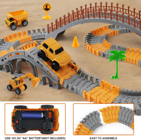 230+ Set 3 4 5 6 7 Playset Magickidz PCS Construction Tracks Toy for Kids - DIY Engineering Building with Excavator