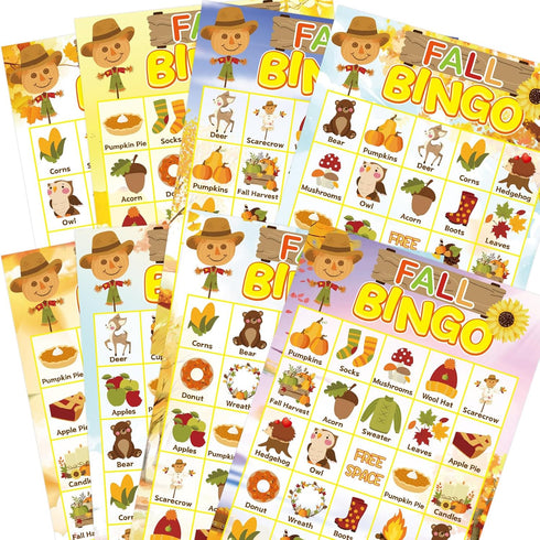 Fall Bingo Game for Kids - 24 Players Happy Harvest Thanksgiving Party Supply