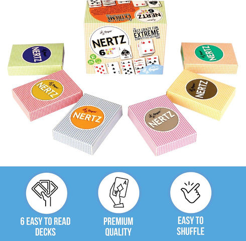 6 Pack 6 Regal Games Nertz Card Game for Kids & Adults - Decks of Cards - Color Wide-Size Decks & Fun Playing Cards
