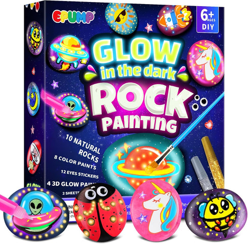 EPUMP Rock Painting Kit for Kids - Glow in The Dark Arts