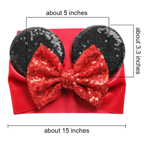 J&J Boutiques Mouse Ears Headband/Headwrap for Toddler, Baby, Kids - Party Supplies, Red