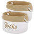 2 Pack Cotton Rope Storage Baskets, Embroidered Book Storage Bins with Handles, 15 x 11 x 9 Inches for Nursery