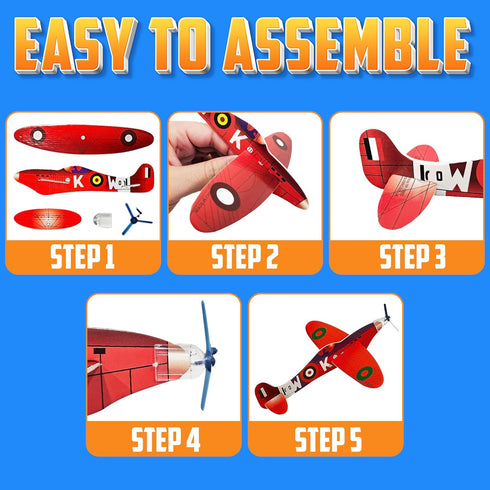 12-Pack 8-Inch Bedwina Glider Planes Bulk Bomber Airplane Gliders for Kids, Foam Paper Airplane Kit For Birthday
