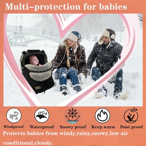Yazely Cozy Car Seat-Covers for Babies Winter - Heavy-Warm Baby Car Seat Cover for Boy Girl Cold Weather Shield