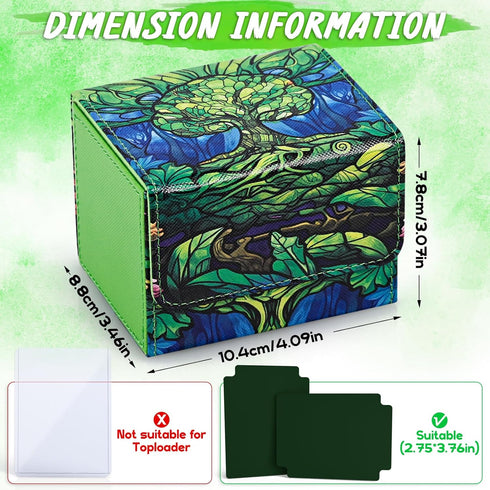 Deck Box for MTG Cards, Trading Card Storage Box Holds 120+ Sleeved Commander Deck, PU Leather