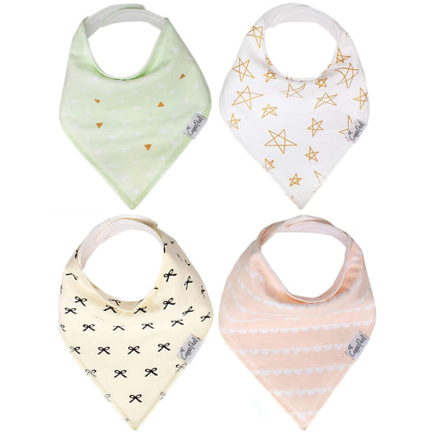 Copper Pearl Baby Bandana Bibs - 4 Pack Soft Cotton Bibs for Drooling and Teething, Adjustable for Newborns to Toddlers