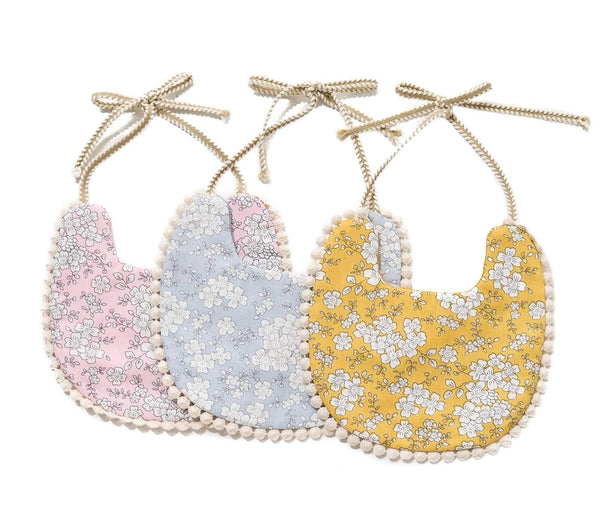 GZMM Baby Bib for Girls, 3 Pack Reversible Waterproof Handmade Natural Cotton Drool Bib 0-12 Months