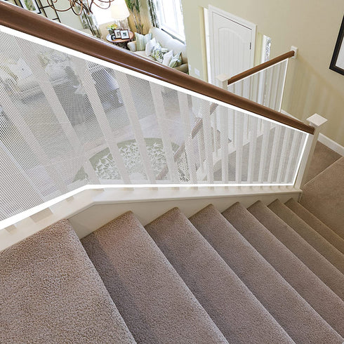 JIFTOK Baby Gate for Stairs, 10ft L x 2.66ft H, Mesh Netting Safety Net for Kids, Pets, Indoor & Outdoor (White)