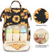 Xunteny Backpack Sunflower Baby Diaper Bag for Girls Boys, Waterproof Large Maternity Nappy Bags for Mom (Black)