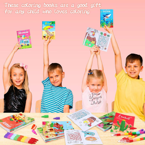 24 Summer Summer BenLouis Pcs Mini Coloring Books Kids Pool Beach Party Favors Small Activity Books Bulk for Kids