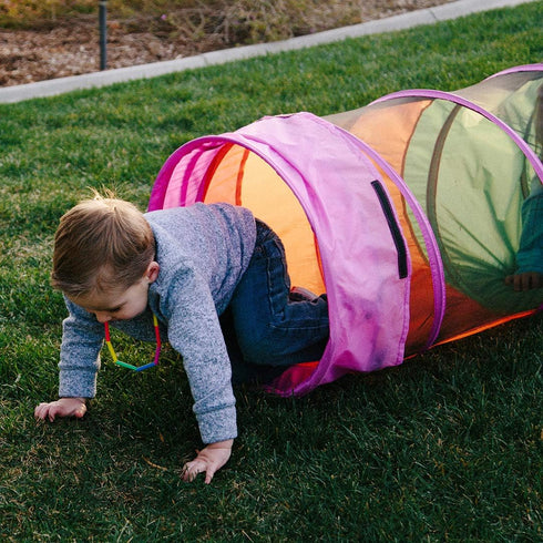 Pacific Play Tents Kids Peek-A-Boo I See You 6 Foot Crawl Tunnel, Multicolor & Mesh