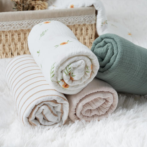 Meracorallo Muslin Swaddle Blanket, 100% Organic Cotton Soft and Breathable Receiving Wrap for Baby Boys and Girls