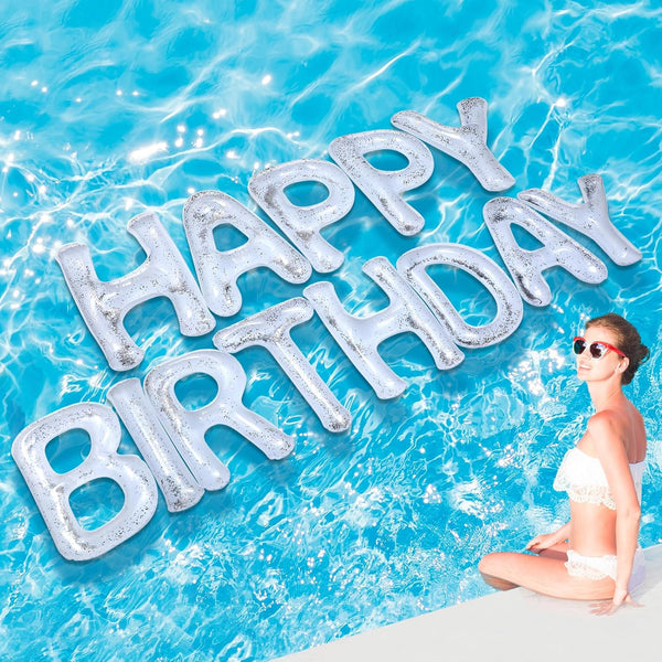Shappy 20'' Happy Birthday Pool Large Floating Letter Balloons with Adhesive Dots