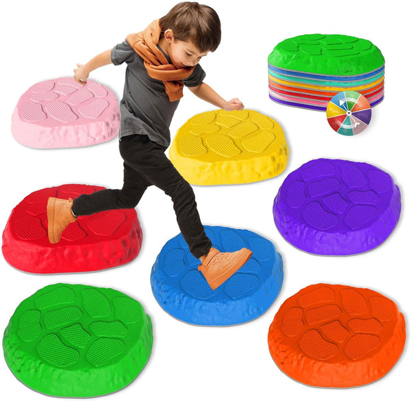 SmartYeen Stepping Stones for kids,8/12 PCS Durable Non-Slip Balance Stones Indoor Outdoor toys
