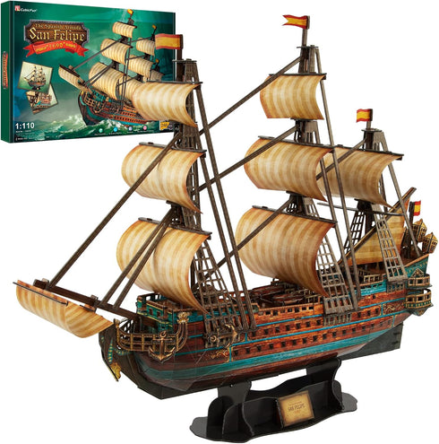 CubicFun 843659803 Boat San Felipe 1960, Spanish Ship, 3D Puzzle, Model Kit
