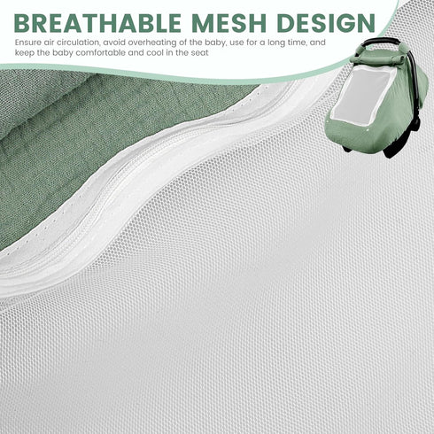 LAINIUTE 3 Cotton Baby Car Seat Cover with Two Way Zipper, Windproof Modes Infant Carrier Canopy with Extra Large Mesh