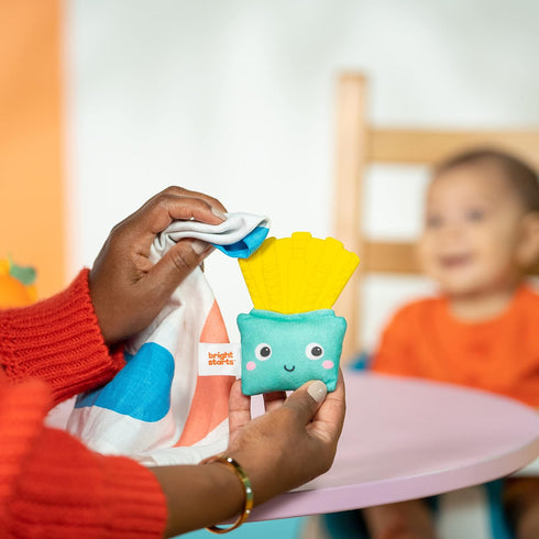 Bright Starts Side of Smiles French Fry Teether Toy, BPA Free, Unisex, for Infants 3 Months and Up