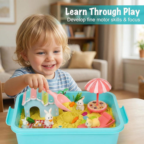 Toys,Summer Set 3 4 5 6 7 8 Carolart Pet Sensory Bin,Hamster and Rabbit Habitat,Animal Sensory Sand Kit for Boys