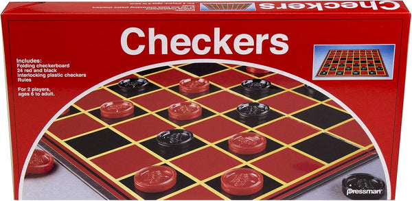 Pressman Checkers Classic Game with Folding Board and Interlocking Checkers, 2 Players
