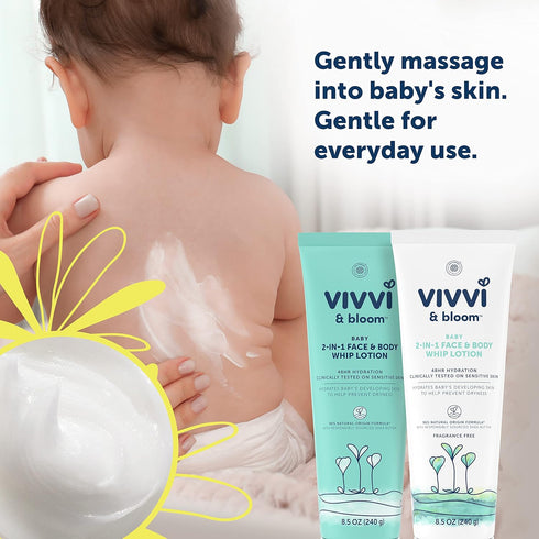 2-in-1 8.5 oz (Pack 1) Vivvi & Bloom Gentle Baby Lotion, Face and Body, for Delicate & Sensitive Baby Skin