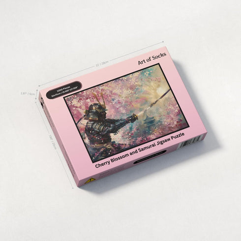 Art of Socks 1000 1000pc (50x70cm 19.685"x27.559") Cherry Blossom and Samurai Jigsaw Puzzle Pieces for Adults - Floral