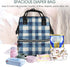 Qewfoju 3 Backpack Dusty blue Gingham Pattern Diaper Bag Multifunctional Baby Bags for Baby Girls & Boys Large Capacity