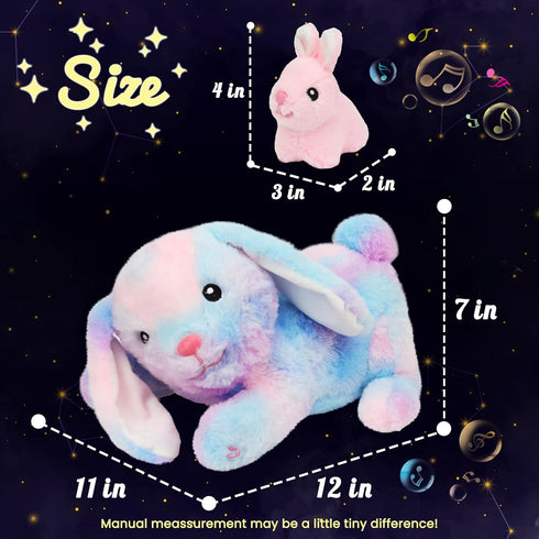 Playset Mommy 3 Tummy 12'' Hopearl LED Musical Stuffed Bunny Light up Singing Plush Toy Rabbit with Baby Bunnies in her