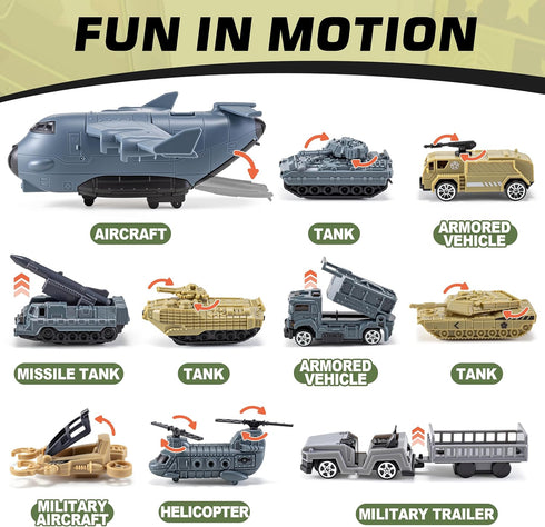 33 1 Playset XDUOYJOY in Military Airplane Toy with Army Men Action Figures, Army Toys with Vehicles Tanks Trucks Plane