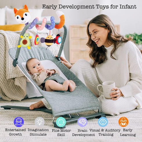 Car Seat Toys, Baby Plush Spiral Hanging Toys for Stroller, Crib Bar, Bassinet, Car Seat Mobile with Music Box, BB