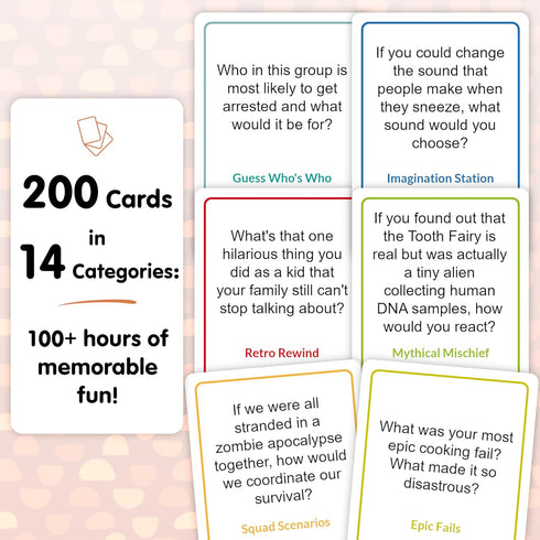 200 Fun Conversation Card Game for Adults and Families - Hilarious Questions to Answer Together - Funny Group Game