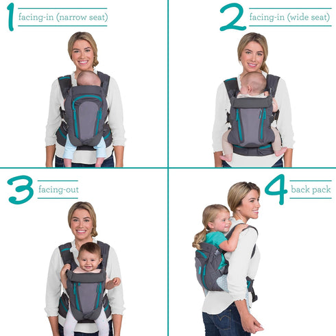 8-40 lbs Infantino Carry On Baby Carrier, Ergonomic Multi-Pocket Baby Carrier for Newborn to Toddler with Padded