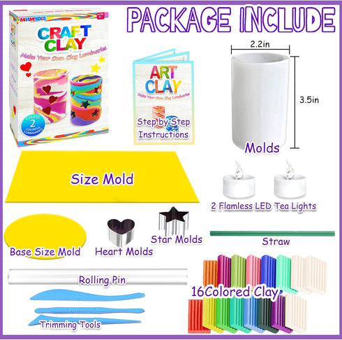 6 7 8 9 10 11 12 8-12 MHMYDIS Make Your Own Clay Luminaries - Clay Lanterns Making Kit Activity for Boys Girls Age Year