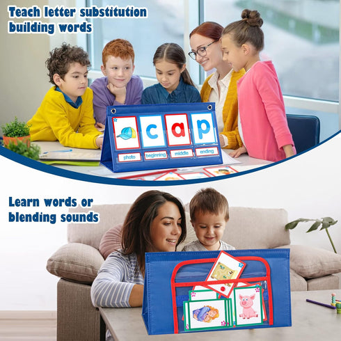 KIKIGOAL CVC Word Builder Desktop Pocket Chart Tent Cards Kit, Phonics Games for Preschool Classroom