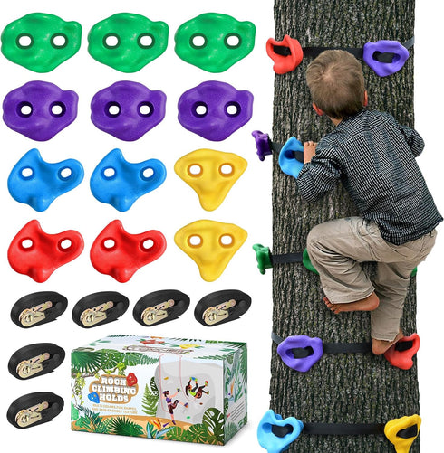 TOPNEW 12 Ninja Tree Climbing Holds for Kids Climber, Adult Climbing Rocks