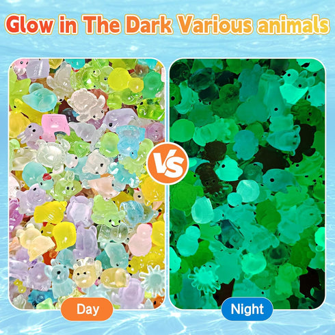 50 Pcs Mystery Bag Easter Day Gifts for Kids: Mini Resin Animals Glow in the Dark Figurines, Mini Figures Blind Bags