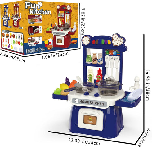 Set Set,Kids PlaysetPlay Set) Kitchen for Toddler with Sound and LightPretend Cooking Food Kitchen Sink with Running