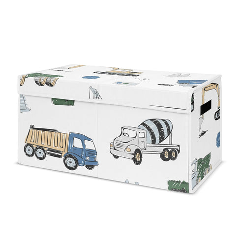 Sweet Jojo Designs Construction Truck Boy Small Fabric Toy Bin Storage Box