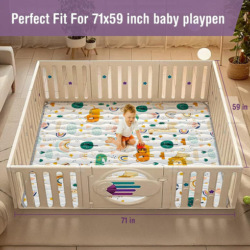 YJORIX 71"x59" Baby Play Mat for Floor, Thickened Playpen Mat, Soft Non-Slip Baby Play Mat, Foldable & Machine