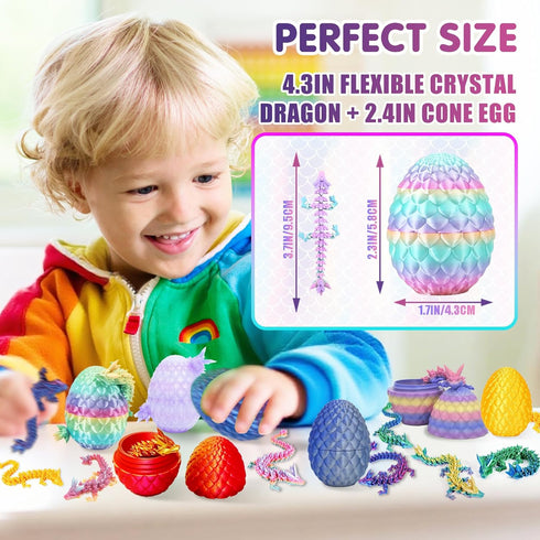 Apear1 30PCS 3D Printed Dragon Eggs with Dragon Inside, Mini Animals Party Favors for Kids, Flexible Articulated