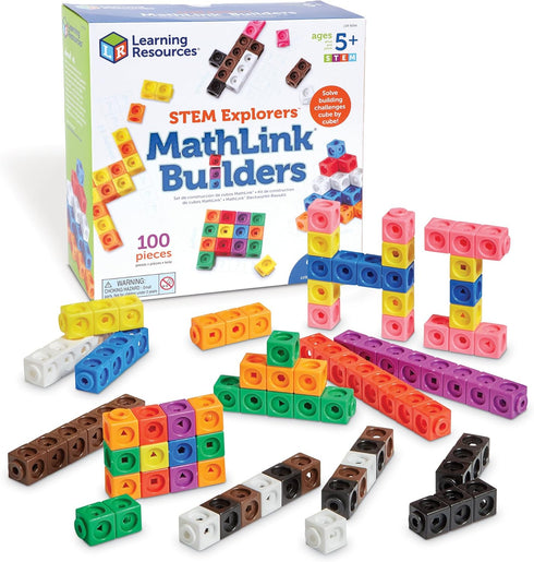 Learning Resources STEM Explorers MathLink Builders - 100 Pieces, Ages 5+ Kindergarten