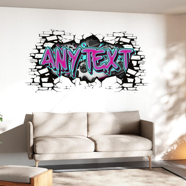Personalized Gamer Name Decal Graffiti Wall Art Custom Personalized Boys Room Stickers