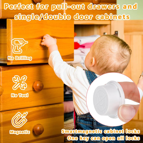 Youyole 8 Pcs Universal Replacement Keys for Baby Proofing Magnetic Cabinet Locks, Child Safety Latch