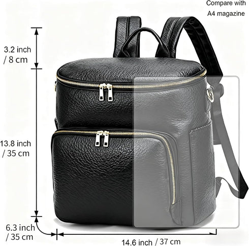 RSENFREMIOR Backpack Large Diaper Bag with USB Port, Vegan Leather Diaper Tote, Hospital Bag for Labor, Stroller