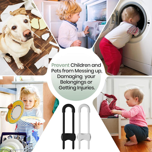 Jetec 10 Pieces Adjustable Cabinet Locks for Babies, U-Shaped Childproof Latch for Kitchen Door Storage Cupboard