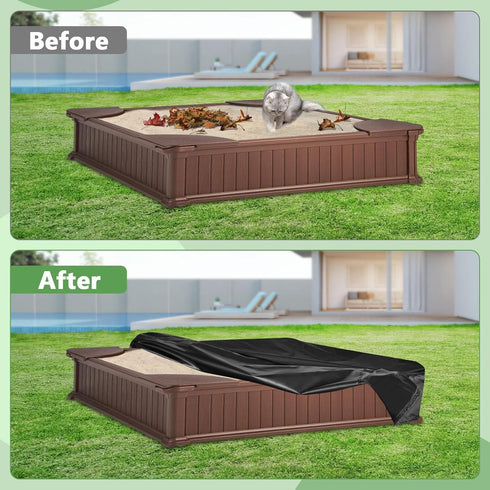 50" L50" W8" Kasla Sandbox Cover, Square Sandbox Cover Waterproof, Outdoor Toddler's Large Sand Box Covers for Sand