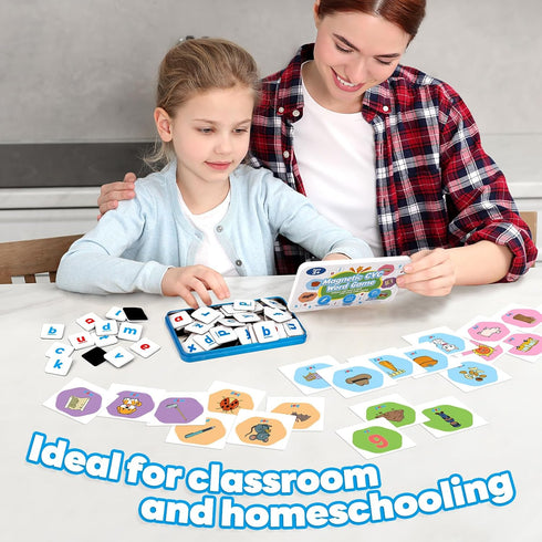 CVC Word Games, Magnetic Letters & Flash Cards, Phonics Games, Alphabet Learning Toys for Kids, Speech Therapy
