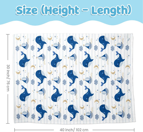 Whale Baby Blanket for Boys or Girls, Soft Kids Throw Minky Blanket 30x40 for Toddler Newborn Nursery Crib Bedding