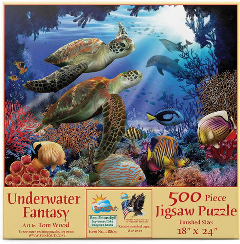 SUNSOUT INC - Underwater Fantasy - 500 Piece Jigsaw Puzzle by Artist Tom Wood, Finished Size 18" x 24"