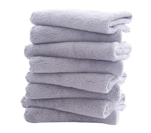 8 Pack Burp Cloths for Baby - Ultra Absorbent 20" x 10" Hand Washcloths, Newborn Towel Set (Grey)
