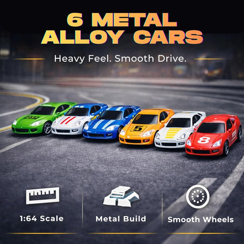 Playset 6 My First Speed Racing Assembly Track Builder Toy - Starter Kit with Diecast Cars, Accessories for Kids